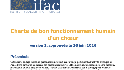 Pour une charte de bon fonctionnement humain d'un chœur